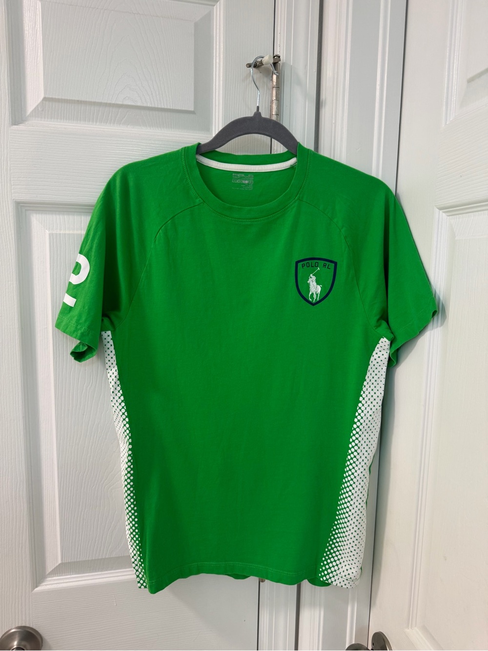 Polo Ralph Lauren white logo graphic tee sporty y2k preppy size Large green